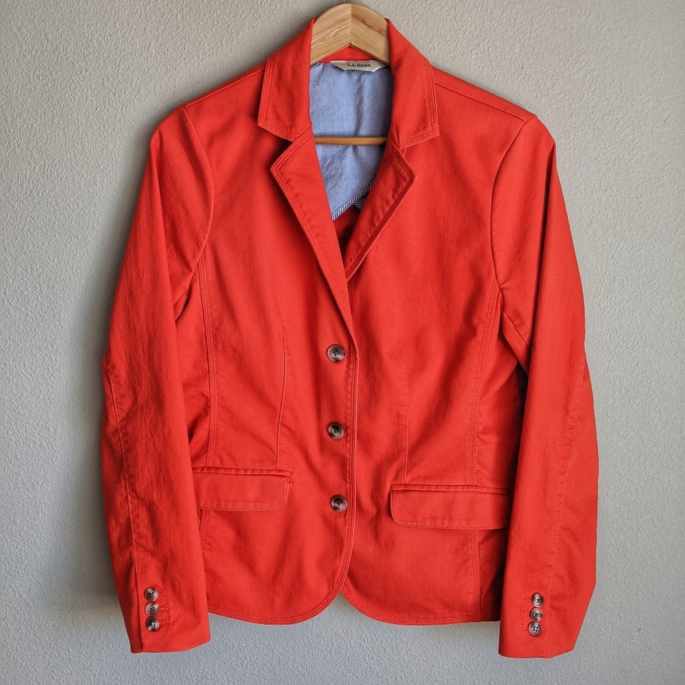 LL Bean Orange Blazer M Casual Career